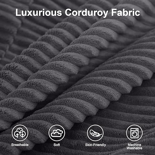 Miniatura 7 de MeMoreCool Sofá cama convertible tipo futón tamaño Queen, sofá cama plegable con almohada, sofá plegable de pana gris, sofá cama plegable sin hueso,