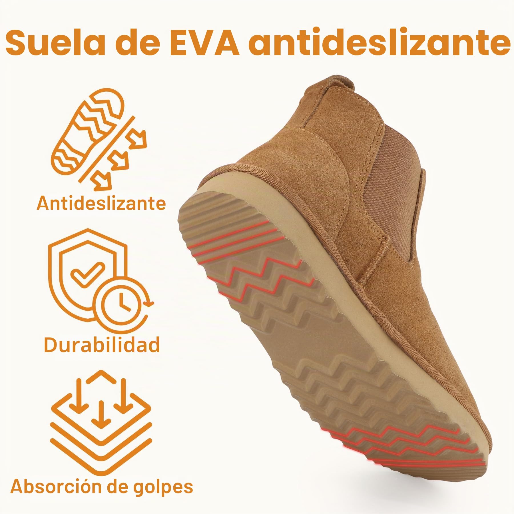 riemot Botas Mujer Invierno Botines Chelsea Piel Ante Cuero LegíTimo Forro Peludo Interior Botas Nieve Mujer CáLidas Adecuado Para DíA Lluvioso Nieve Zapatos Invierno, 36-42 EU