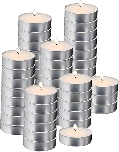 Mini velas de té a granel - 50 velas de viaje blancas sin perfume para Shabat