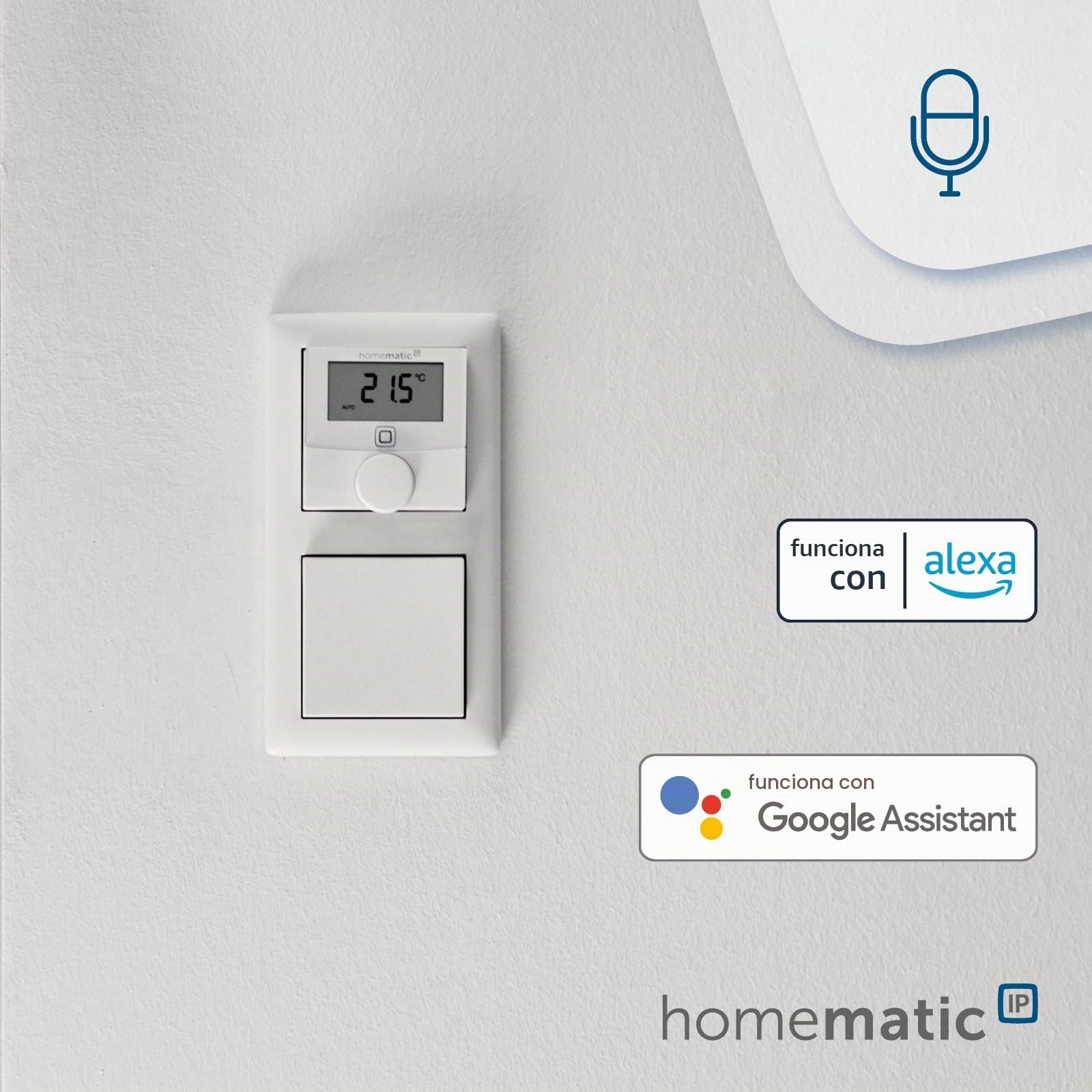 Homematic IP Smart Home Termostato de Pared con Sensor de Humedad, Control Inteligente de calefacción Mediante aplicación y Amazon Alexa, 143159A0 Blanco