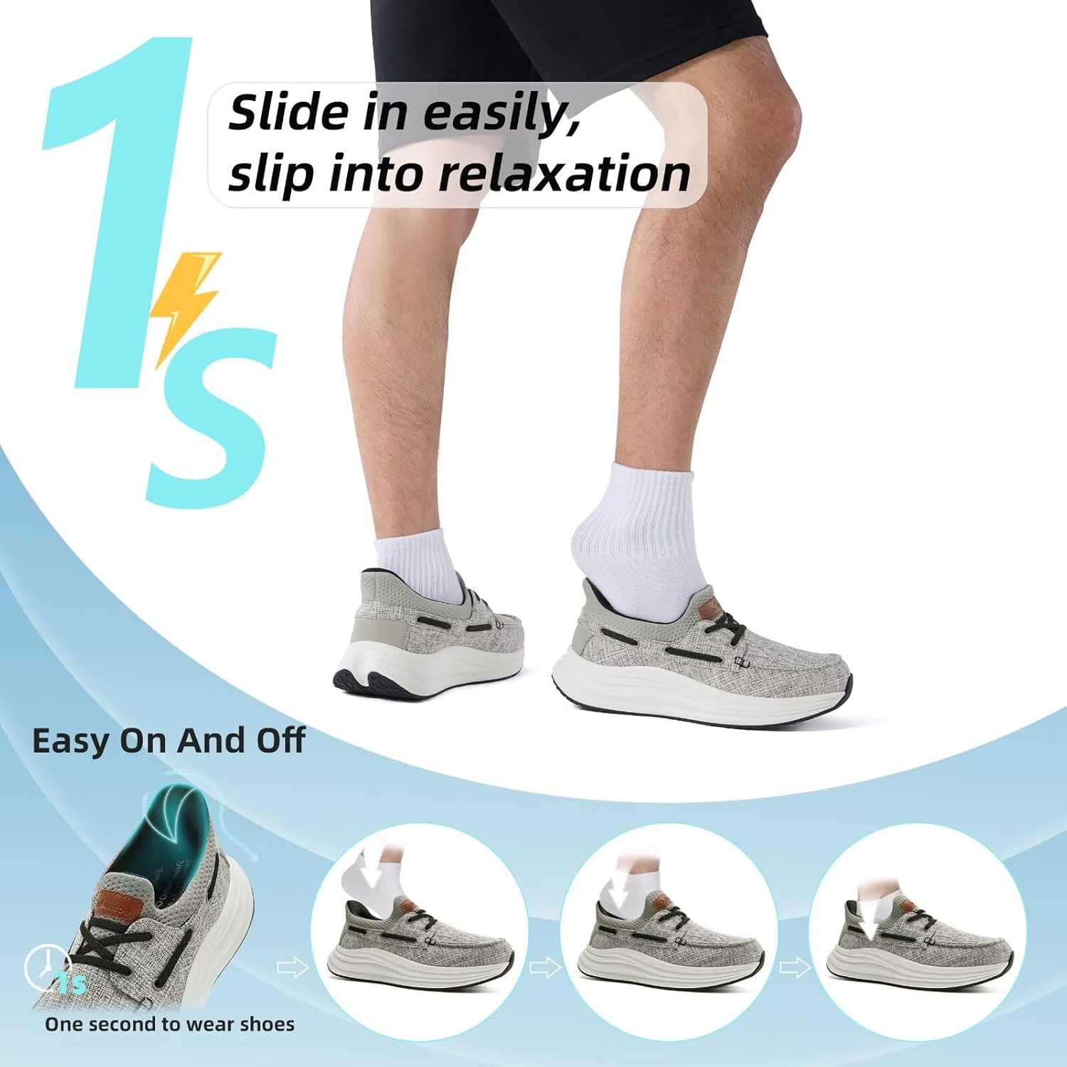 Men's Orthopedic Slip On Walking Shoes: Comfortable Plantar Fasciitis Arch Support Orthotic Loafers, Flat Feet Casual Vintage Flat Canvas Shoes for Foot and Heel Pain Relief
