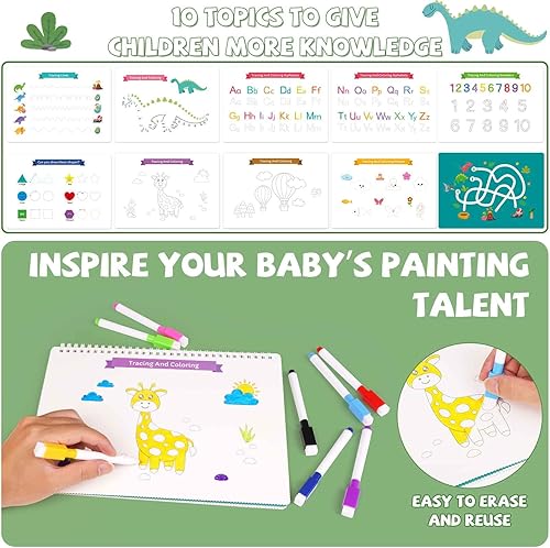 Miniatura 3 de Dinosaurio Montessori - Juguetes de aprendizaje para niños pequeños de 3, 4, 5 años, actividades de aprendizaje preescolar, 10 temas, carpeta de