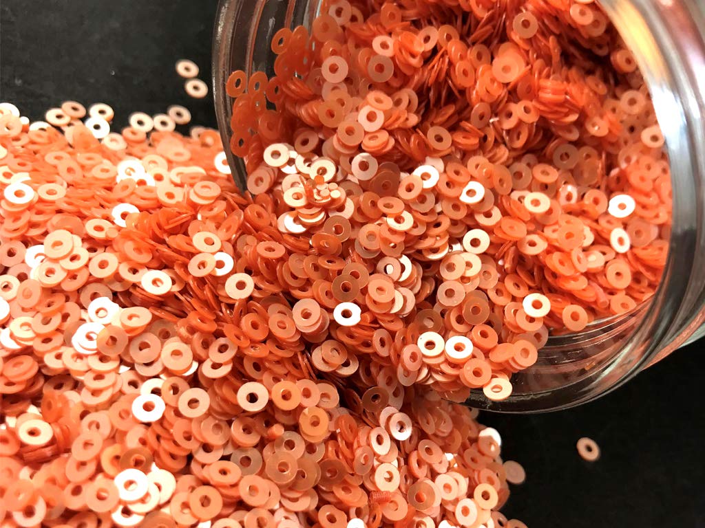 The Design Cart Orange Center Hole Circular Sequins (4 mm) (Pack of 100 Grams) for Embroidery, Art and Craft - Image 1