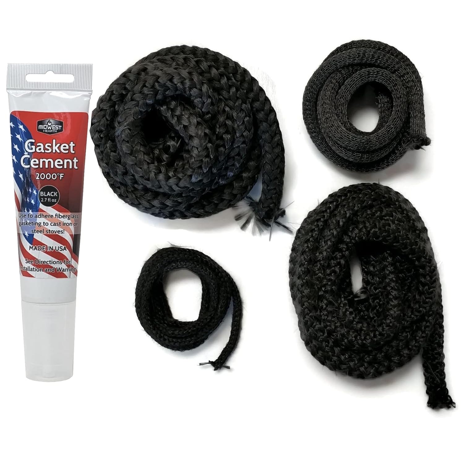 Midwest Hearth Gasket Kit 3421 for Vermont Castings Resolute Acclaim Wood Stove – Complete Graphite Fiberglass Replacement Kit – Made in USA