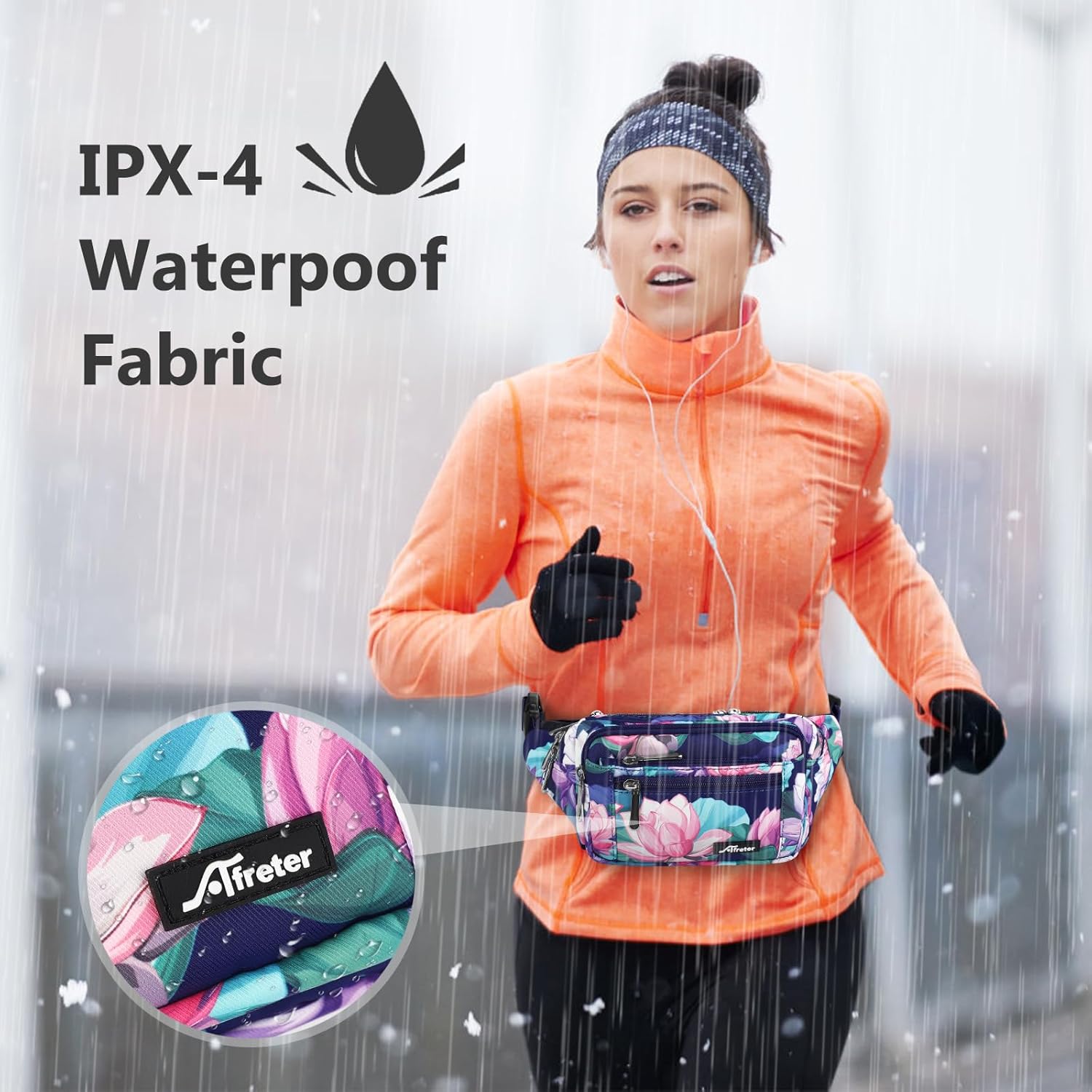 Waist Pack Bag Fanny Pack for Men&Women Hip Bum Bag with Adjustable Strap for Outdoors Workout Traveling Casual Running Hiking Cycling (New Blue Flowers-1) - Image 6