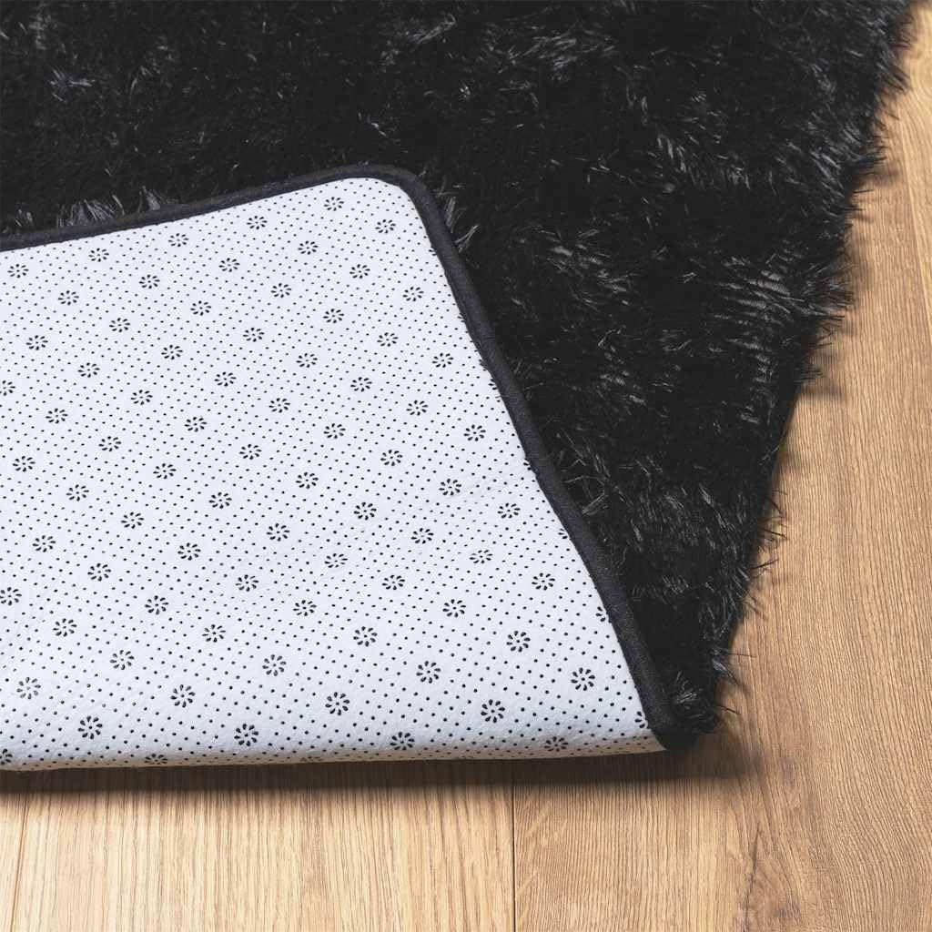 vidaXL Tapis Shaggy à Poils Longs NAVARRA Noir 160x160 cm Polyester