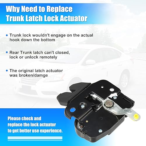 Miniatura 6 de X AUTOHAUX Pestillo de la puerta trasera del coche Actuador de la puerta trasera del maletero del cerrojo pestillo 84631-ED400 para Nissan Tiida C11