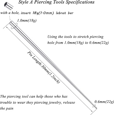 MILACOLATO G23 Titanium Piercing Taper Insertion Pins 14G 16G 18G Taper Piercing Kits for Ear/Nose/Navel/Nipple/Lip/Eyebrow/Tongue/Tragus Helix Stretcher Body Piercing Stretching Kit Assistant Tools