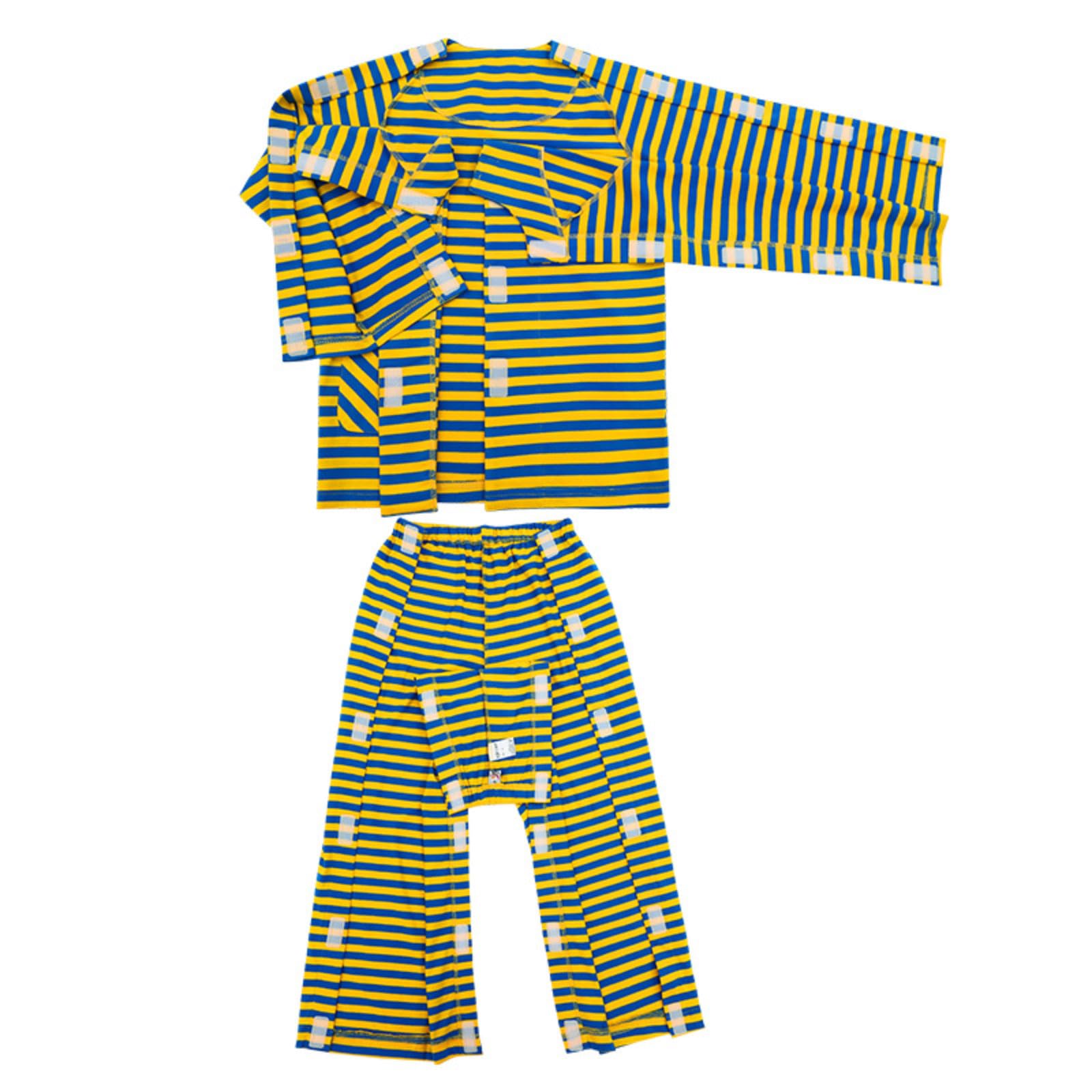 Traje de enfermería Ropa para el cuidado de niños con patrón de rayas, batas de algodón de estilo largo para pacientes, ayuda de enfermería postfractura, adecuadas para niños y niñas