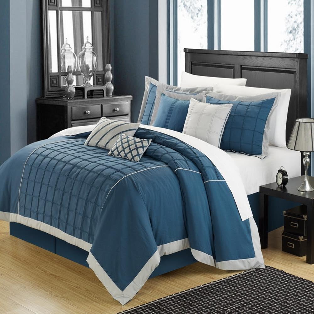 Rhodes Teal Queen 12 Piece Comforter Bed In A Bag Set With