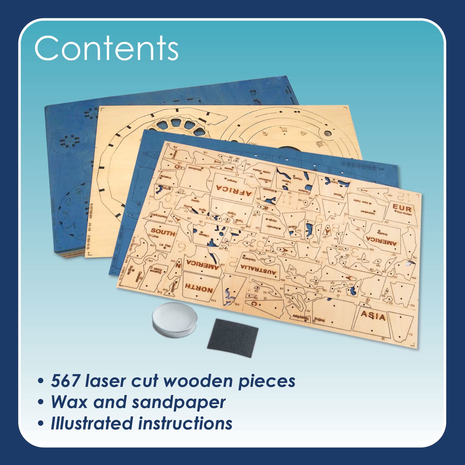 MindWare Gearjits Globus - 3D-Baupuzzle aus Holz für Teenager & Erwachsene - DIY Baumodell - Spaß auch für Eltern! - Tolle Dampfgeschenke ab 12 Jahren