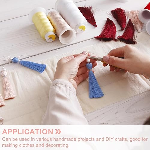 Miniatura 6 de uxcell 10 yardas de 6 pulgadas con flecos de cadeneta y borlas, adorno de encaje de poliéster, para manualidades, manualidades, ropa, color gris y