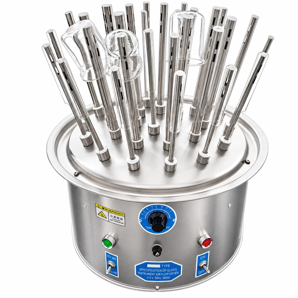 Essiccatore per vetreria da laboratorio, Rack di asciugatura elettrico a 30 fori per vetreria da laboratorio, tubi e bottiglie dentali, attrezzature in acciaio inossidabile
