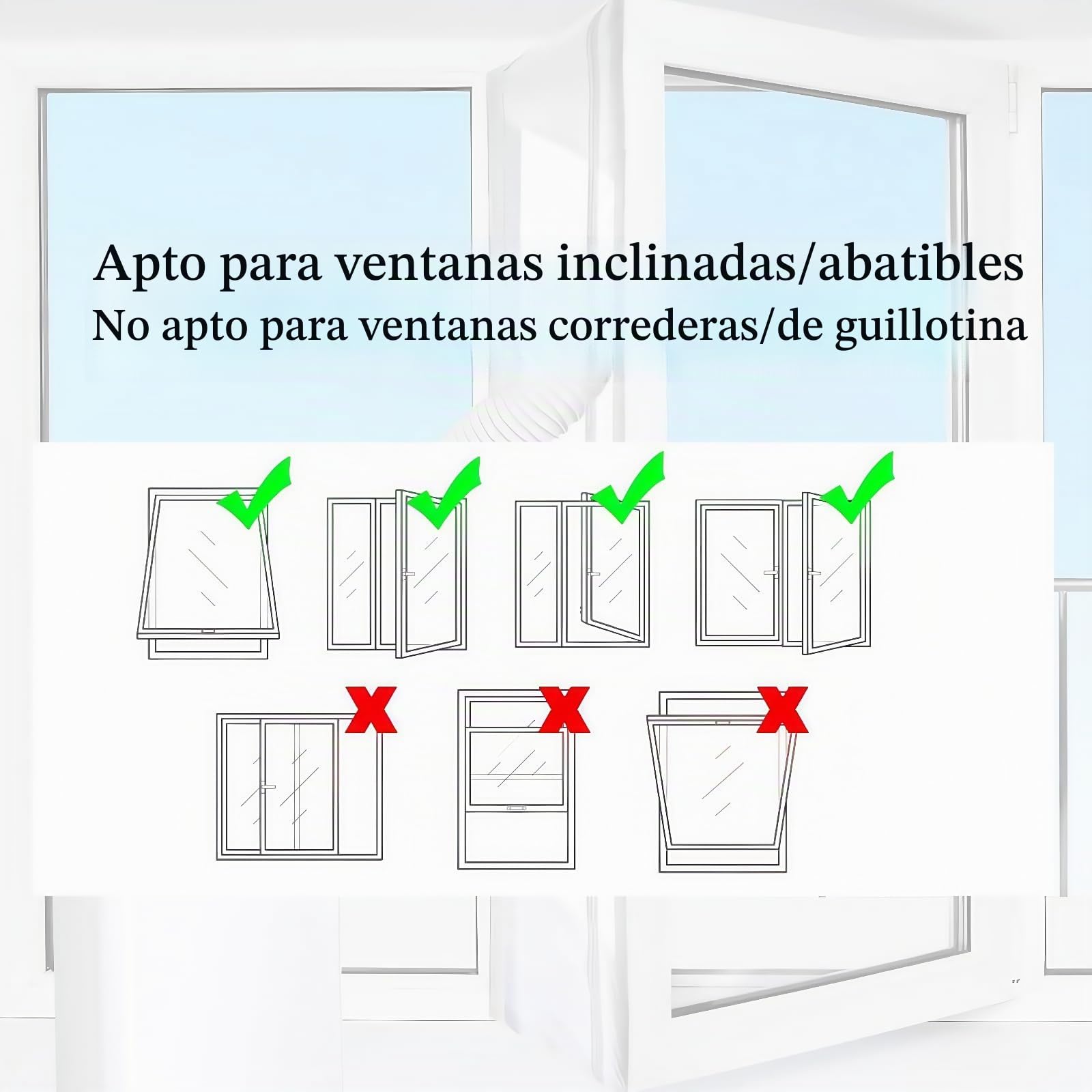 Kit Sellado Ventana Aire Acondicionado Portátil, 400cm Dual Cremallera Cubierta Aislante Termico Ventanas Aire Acondicionado Bloquea El Aire Caliente