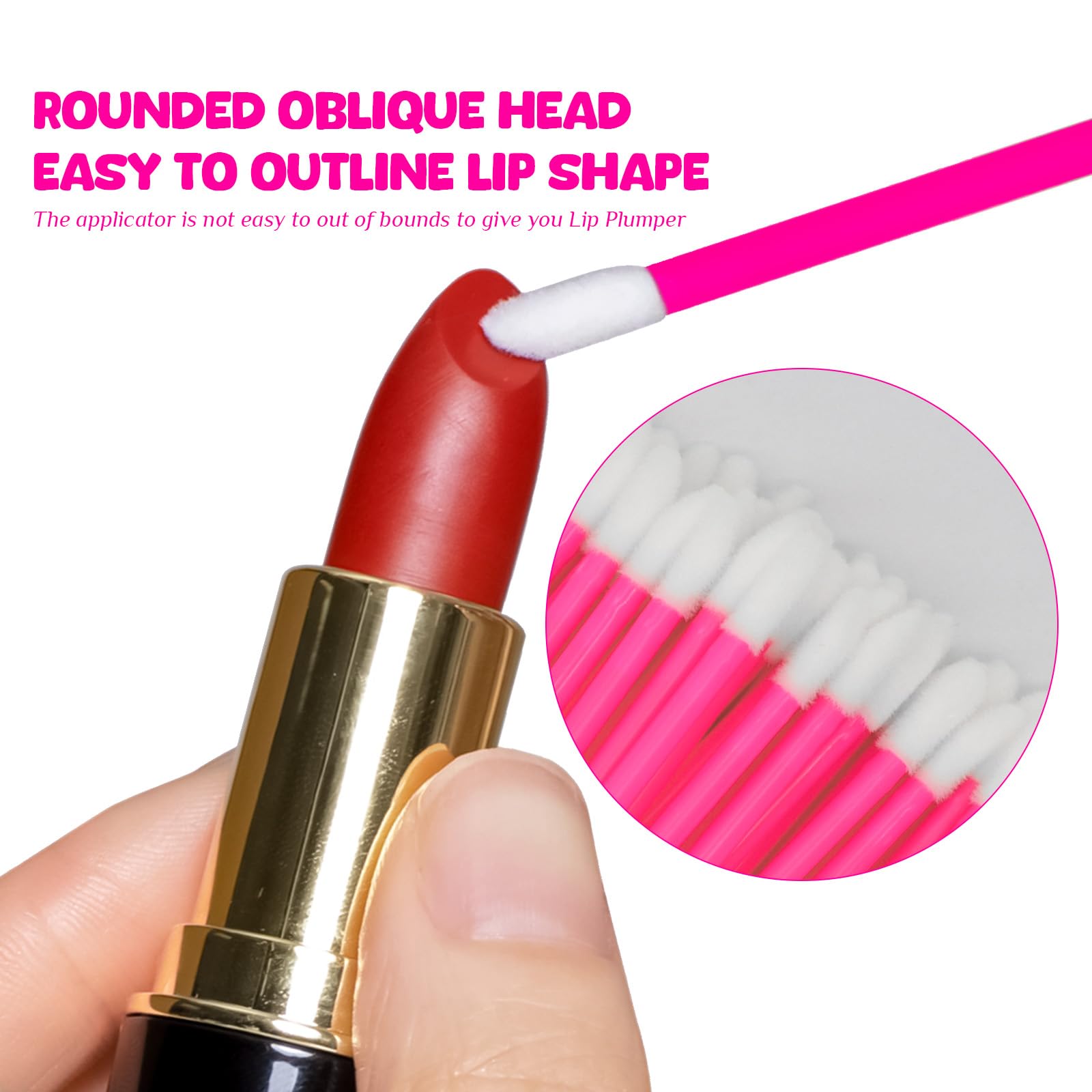 monouso Pennelli per labbra, 200 pezzi di applicatori per labbra, pennello applicatore per rossetto pennello per lucidalabbra e correttore strumenti di trucco per labbra e occhi (Rosso Rosa)
