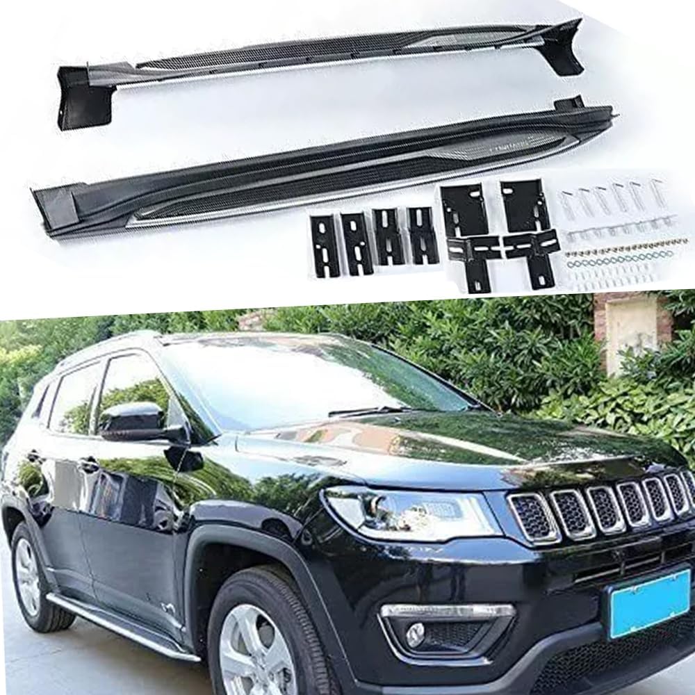 2Pcs Fits for Jeep New Compass 2017-2023 Side Step Running Board Nerf Bar Iboard, Black