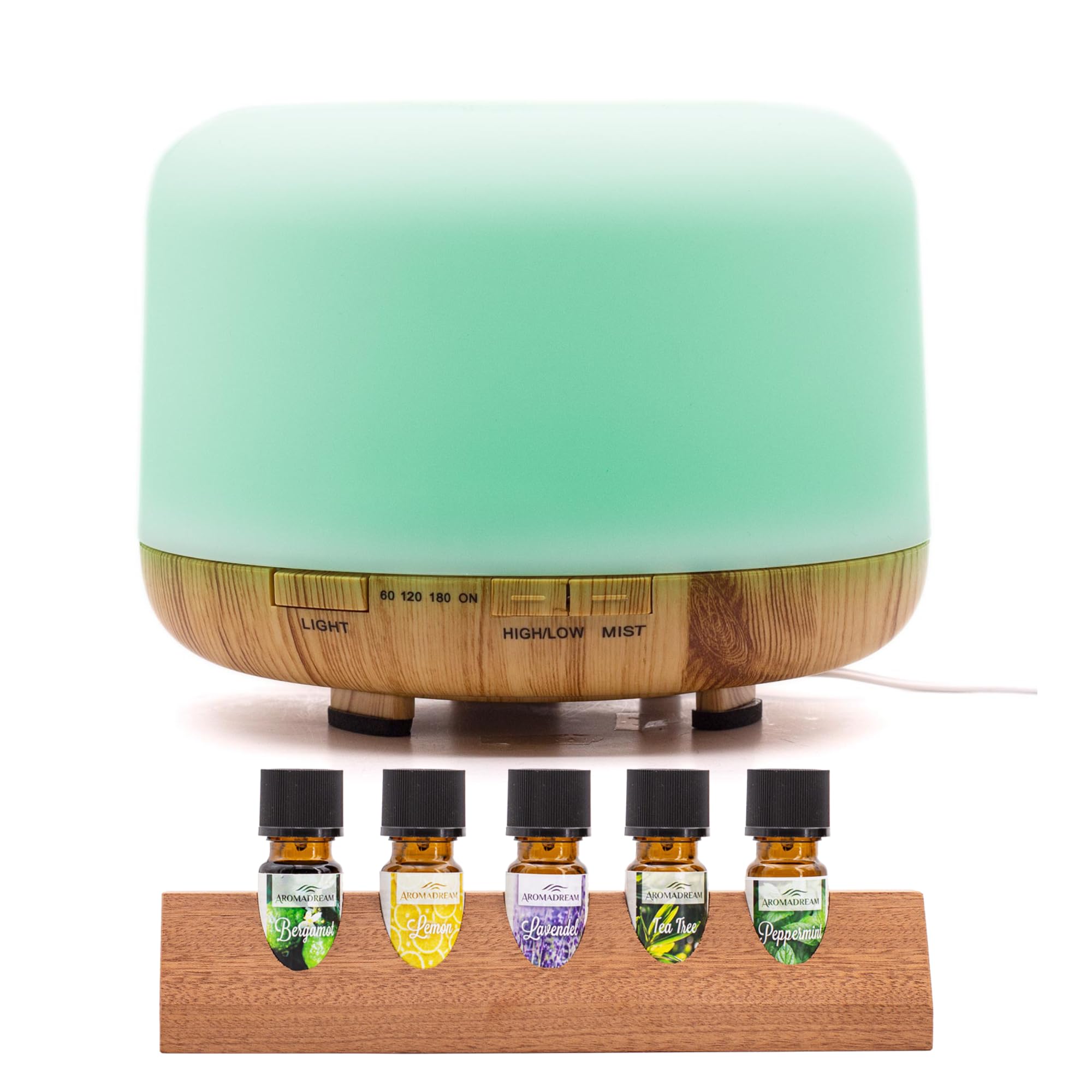 elektrischer Aroma Diffusor Set mit ätherischen Ölen | Luftbefeuchter Für Zuhause | Aroma Diffuser Aruba | 250ml Wassertank | Aromatherapie für Yoga