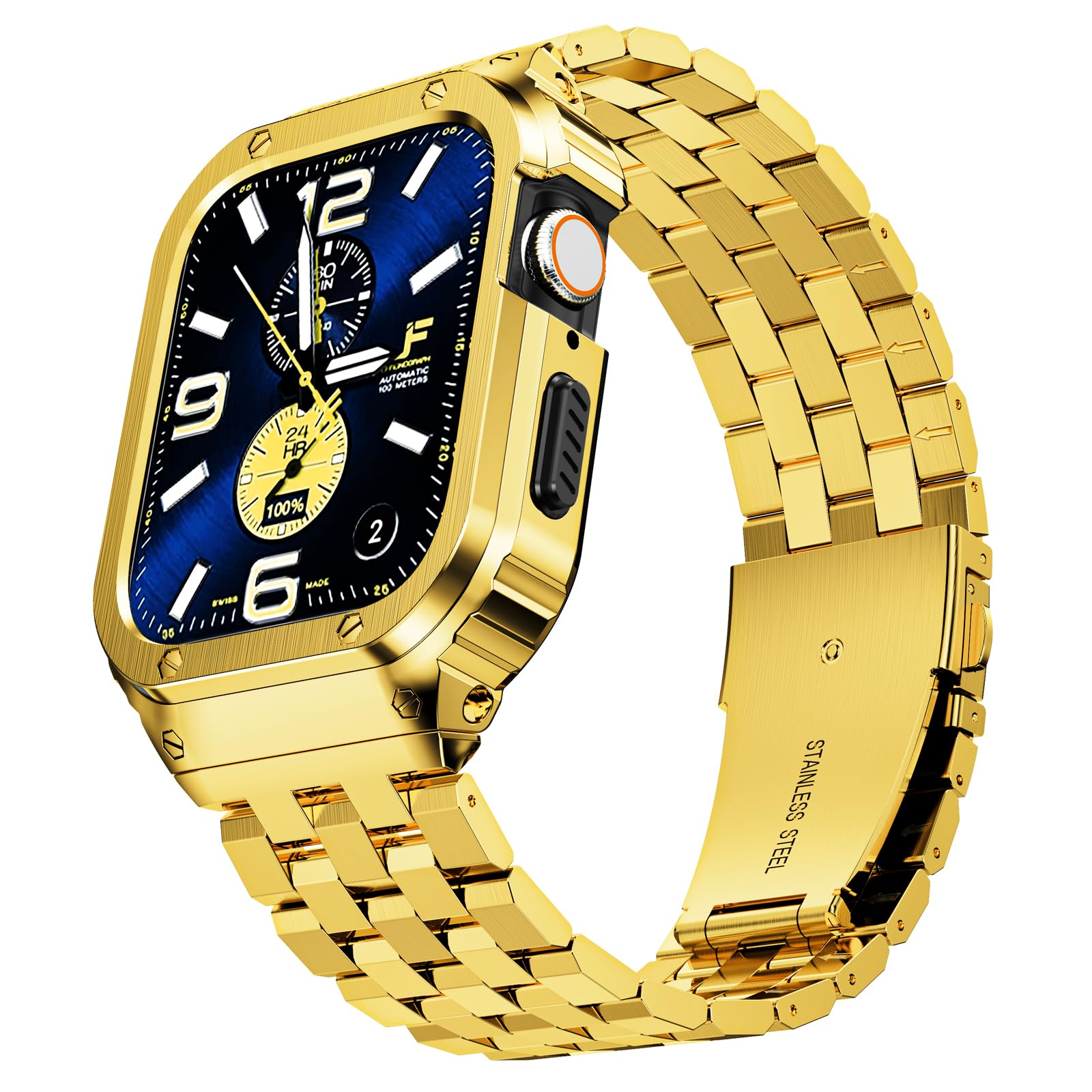 SUPLINK Stainless Steel Rugged Case Band for Apple watch Bands 44mm 42mm