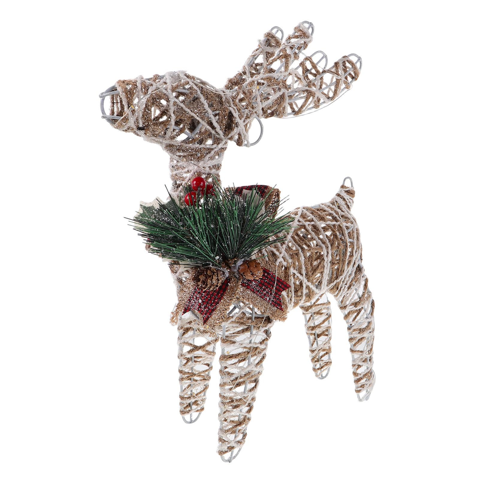 Renne de Noël extérieur et intérieur en fer forgé 3D avec LED chaudes