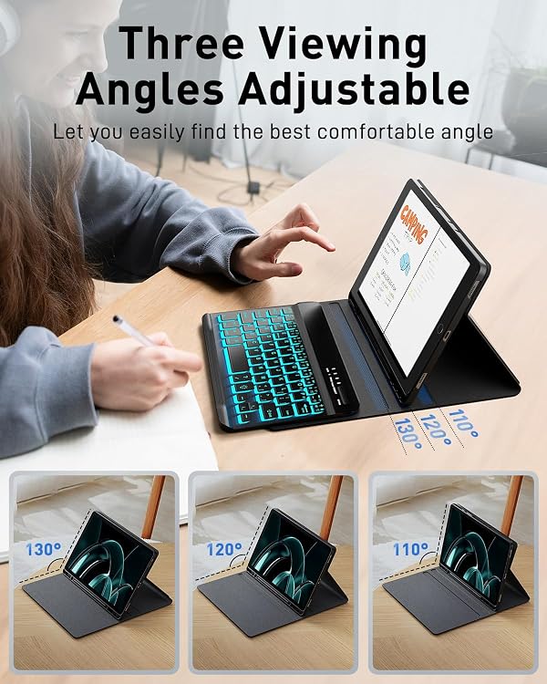 SAMTUNK for iPad mini 5 (2019) & Mini 4 (2015) Case with Keyboard for iPad mini 5th 4th Generation 7.9" - 7 Colors Backlit Keyboard Case - Built in Pencil Holder with Mouse - Black by SAMTUNK - Image 4