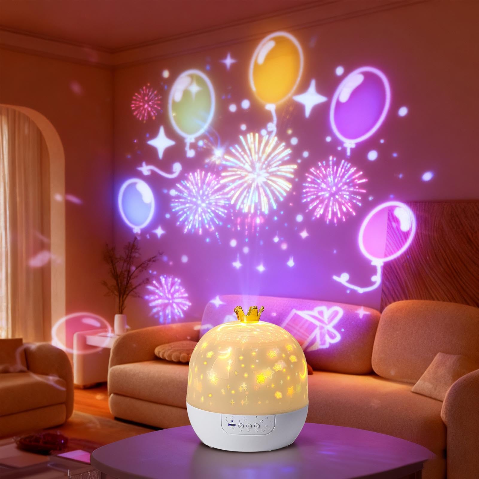 Veilleuse à projection d'étoiles - Lampe musicale portable rotative à 360