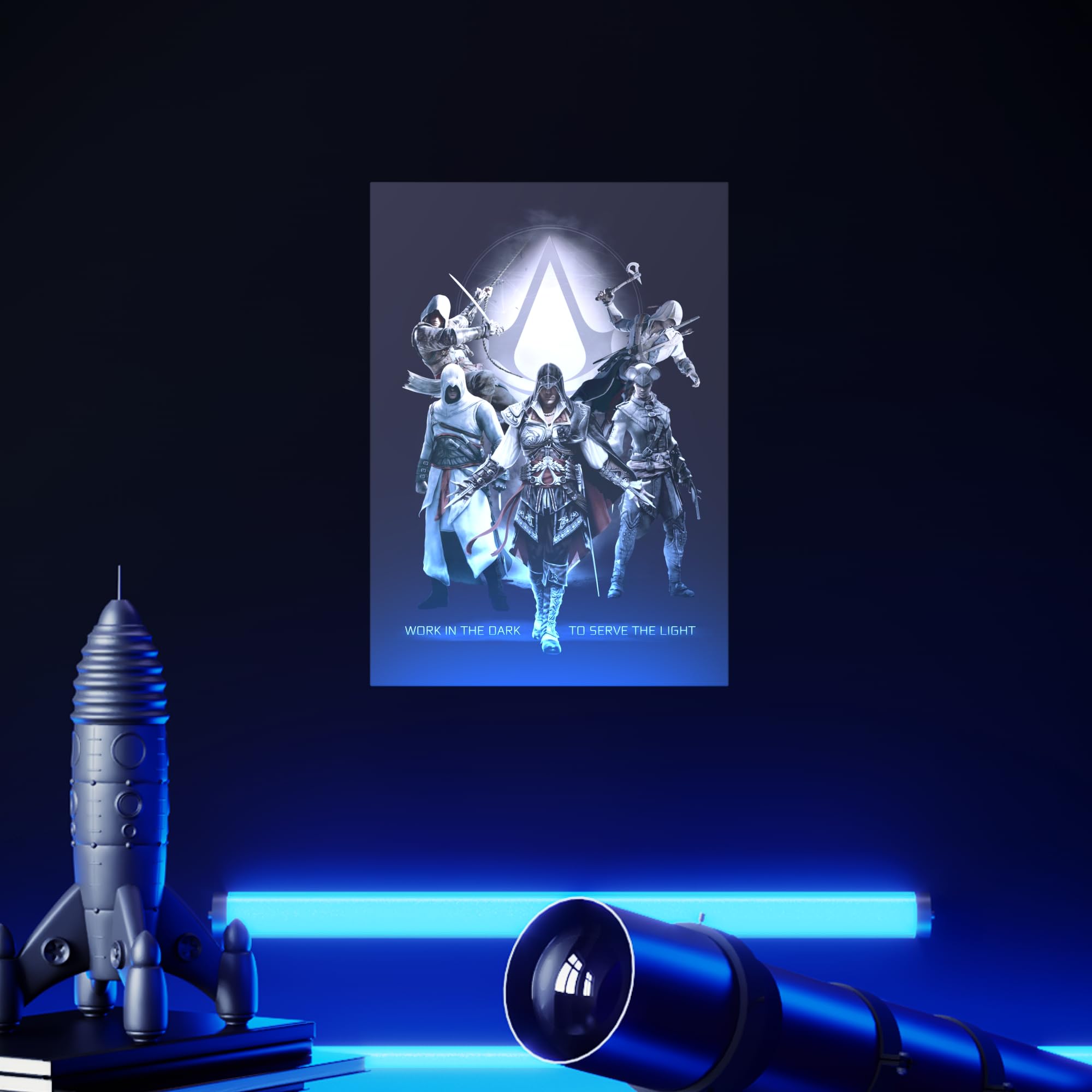 Displate - Poster aus Metall - Einfache Montage ohne Bohren - Assassin's Creed - AC Legacy Posters - Work in the Dark - Größe M - 32 x 45 cm Matt