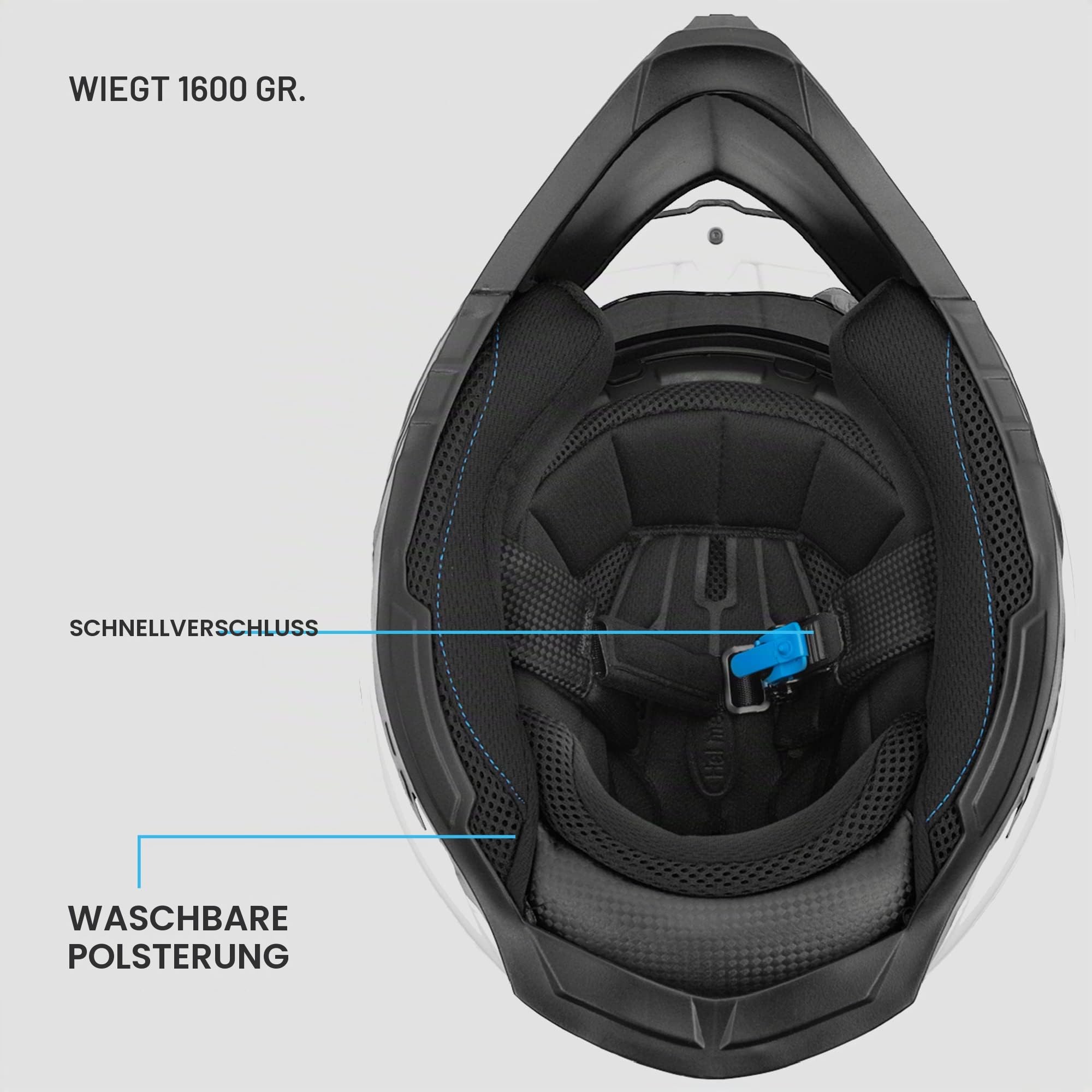 Westt Motocross Helm Integralhelm Motorradhelm ECE 22.06 geprüft – Enduro Helm mit Visier und Sonnenlende für Herren & Damen – Robuste ABS-Schale, Waschbares Innenfutter– ideal für Enduro, Stadt, MTB
