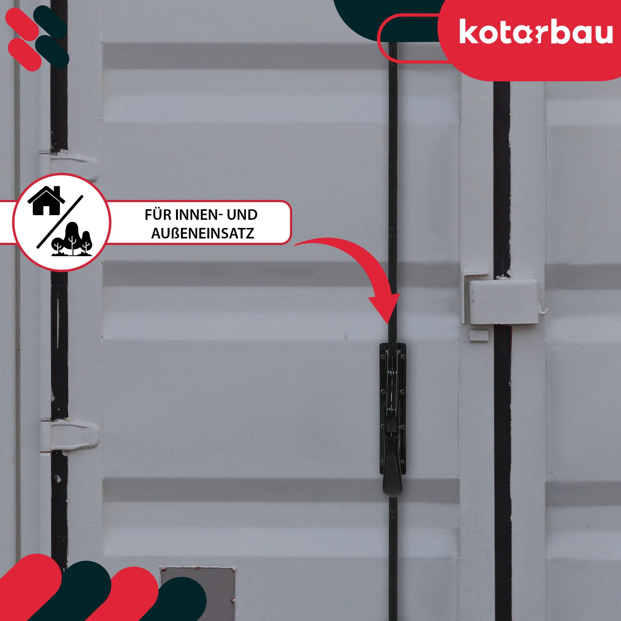 KOTARBAU® Tortreibriegel Torverschluss Türtreibriegel Torbeschlag Torverrieglung Torflügel Torriegel Garagenschloss Torzubehör Set Pulver Schwarz 2500 mm
