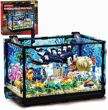 RiceBlock Fish Tank Aquarium Building Sets Holiday Toy, Ocean Theme Construction Toys, Educational STEM Creative Gift for Kids Ages 8-12 Boys and Girls, Ideal Gift for Christmas and New Year,889PCS