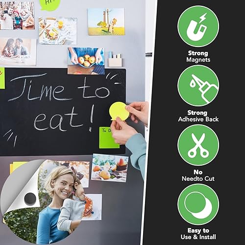 Miniatura 5 de Imanes redondos, punto magnético flexible con autoadhesivo, 200 puntos magnéticos autoadhesivos de 0.8 x 0.8 pulgadas, hojas magnéticas para