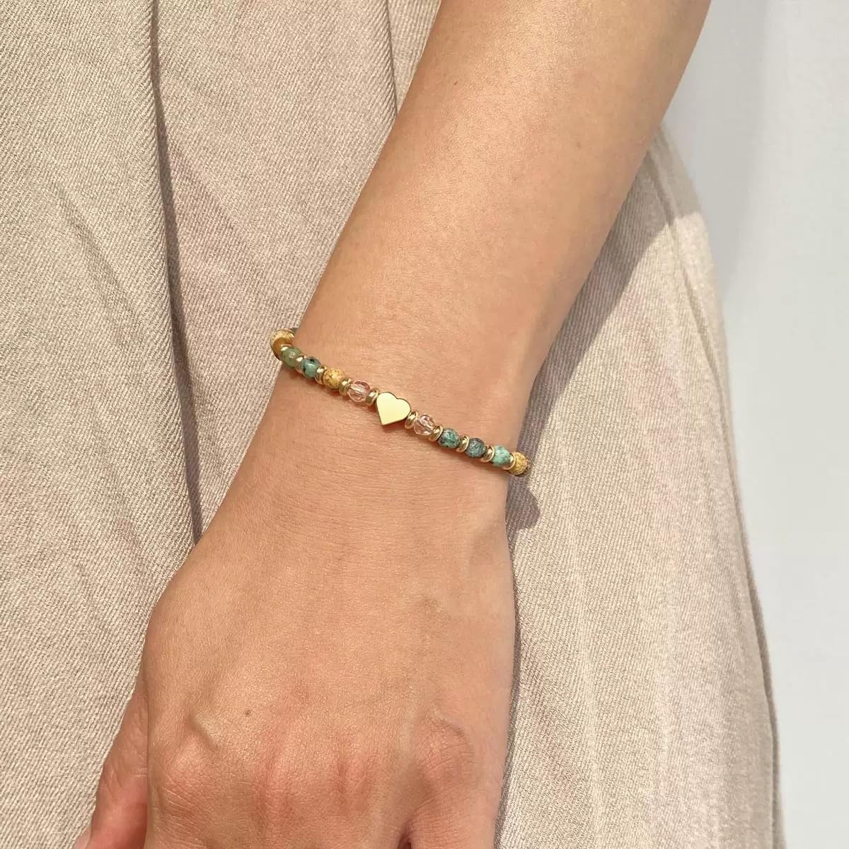 Easter Basket Stuffers Gift for Her Inspirational Healing Bracelet for Women Get Well Soon, Easter Egg Fillers Essentials Christmas Baptism Birthday Strawberry Quartz Jasper Turquoise Mom with Message - Image 4