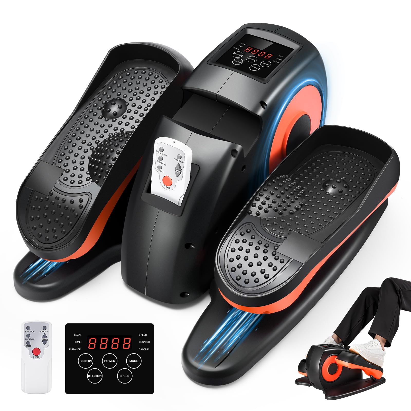 Under Desk Elliptical Exercise Machine, Electric Leg Exericser While Sitting for Seniors, Mini Pedal Ellipse Exerciser with Remote Control, Portable PeddlerTraining Equipment for Home Office