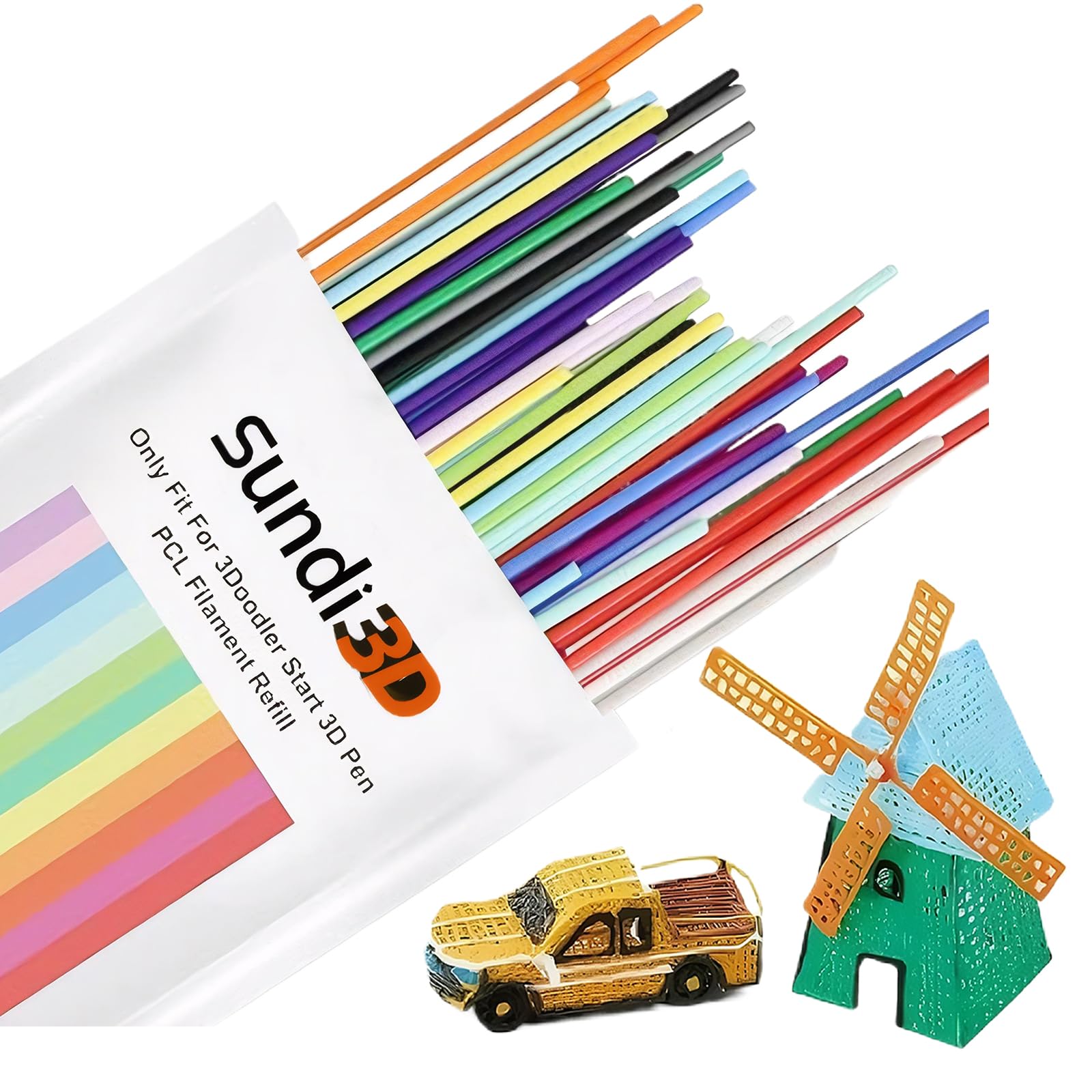300 PCS 3D Doodler Pen Refills 3D Pen Filament Refills 2.5mm 3D Doodle Pen Refills 3D Printing Pen Filament Materials Pack Colorful 3D Pen Refills for Kids