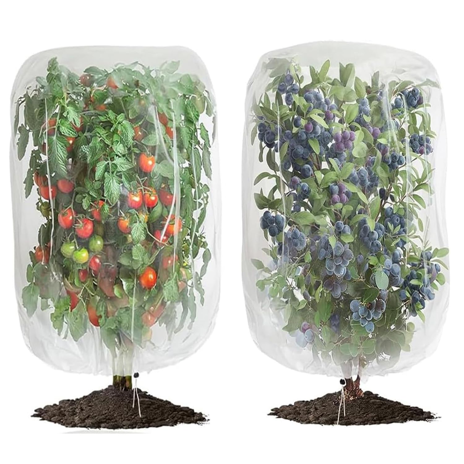 2 Pack 40x60 Inch Blueberry Plant Netting Cover Bag Fruit Cage, Garden Insect Bird Bug Barrier Netting Mesh with Drawstring for Protection Plant Fruits Tree Flower from Insect Bird Eating