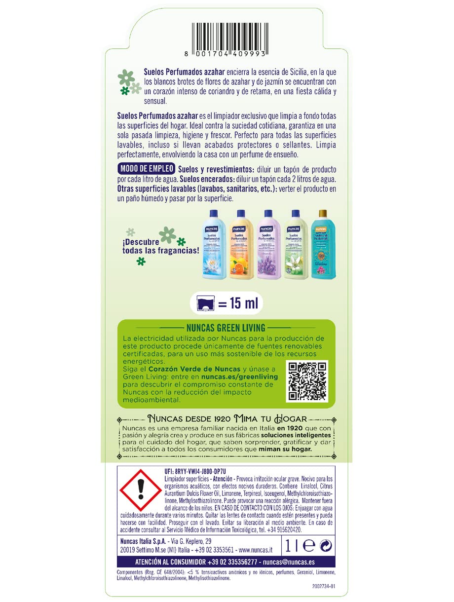 Nuncas Suelos Perfumados - Detergente Azahar - 1000ml (Packaging may vary)