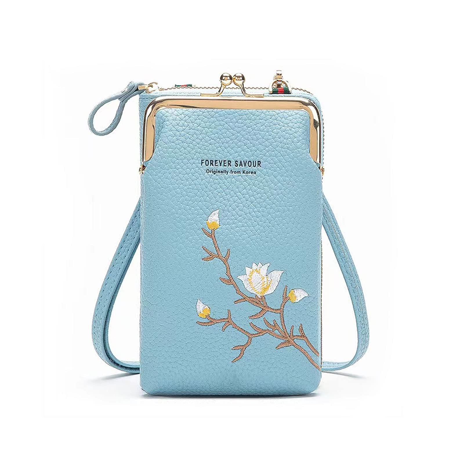 Crossbody Bags for Women, Leather Ladies Body Bag with Adjustable Strap Zipped Cute Shoulder Bags Phone Case(blue)