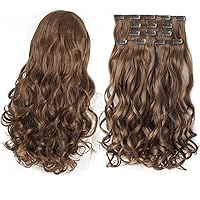 Vista 23 de HSPJHTM Extensiones de cabello castaño rojizo con clip, extensiones de cabello sintético de 22 pulgadas para Halloween, extensiones de cabello