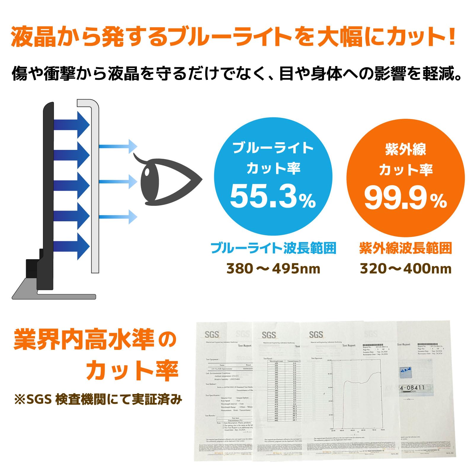 Amazon | マモリス 液晶テレビ保護パネル 43インチ ブルーライトカット