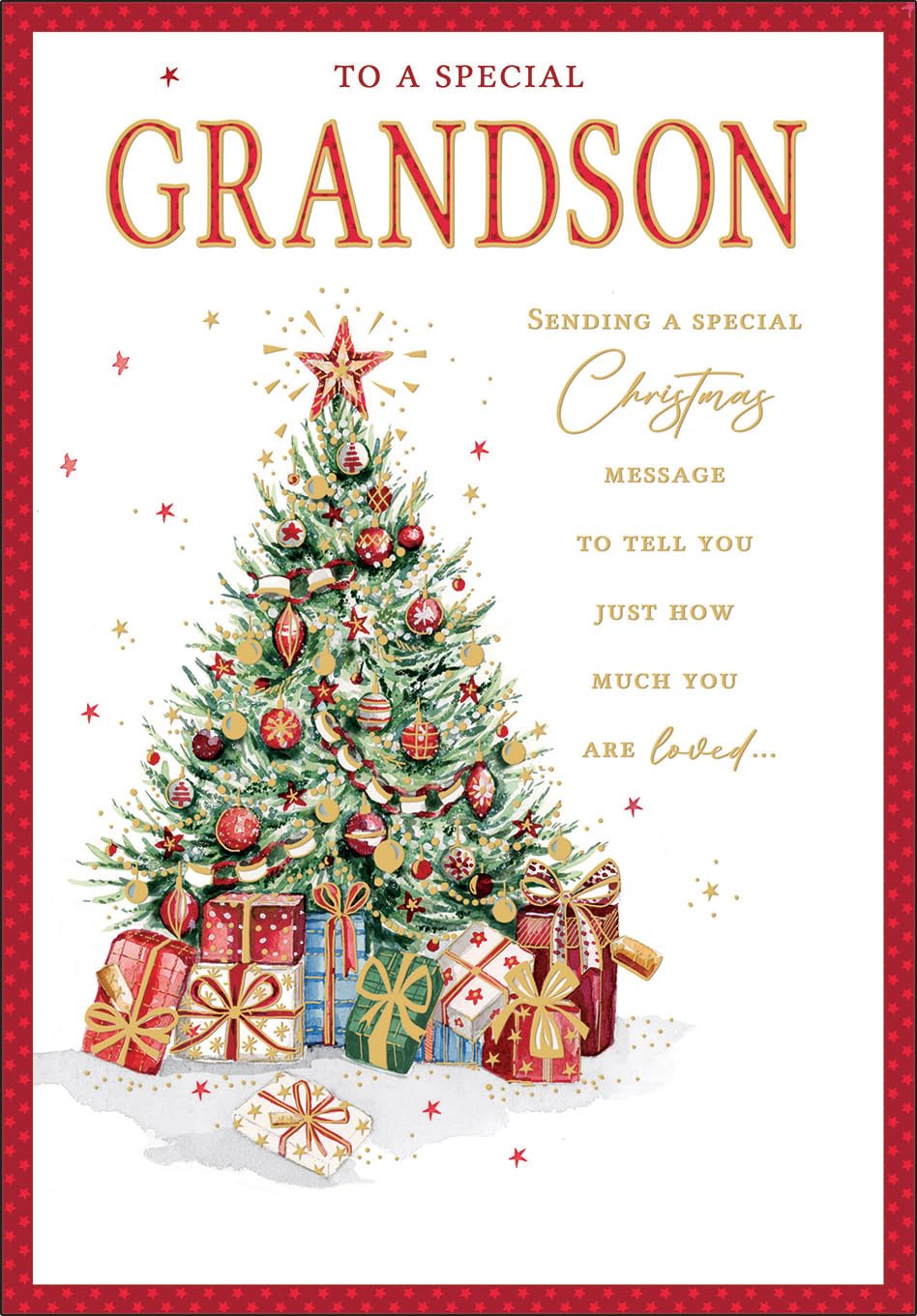 Christmas Card To a Special Grandson Traditional tree - 9 x 6 inches - Regal Publishing