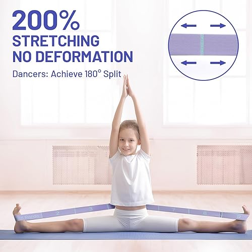 Miniatura 6 de Slim Panda Correa elástica, flexibilidad, bandas elásticas de baile, correa elástica de yoga con 9 bucles para terapia física, pilates, yoga,