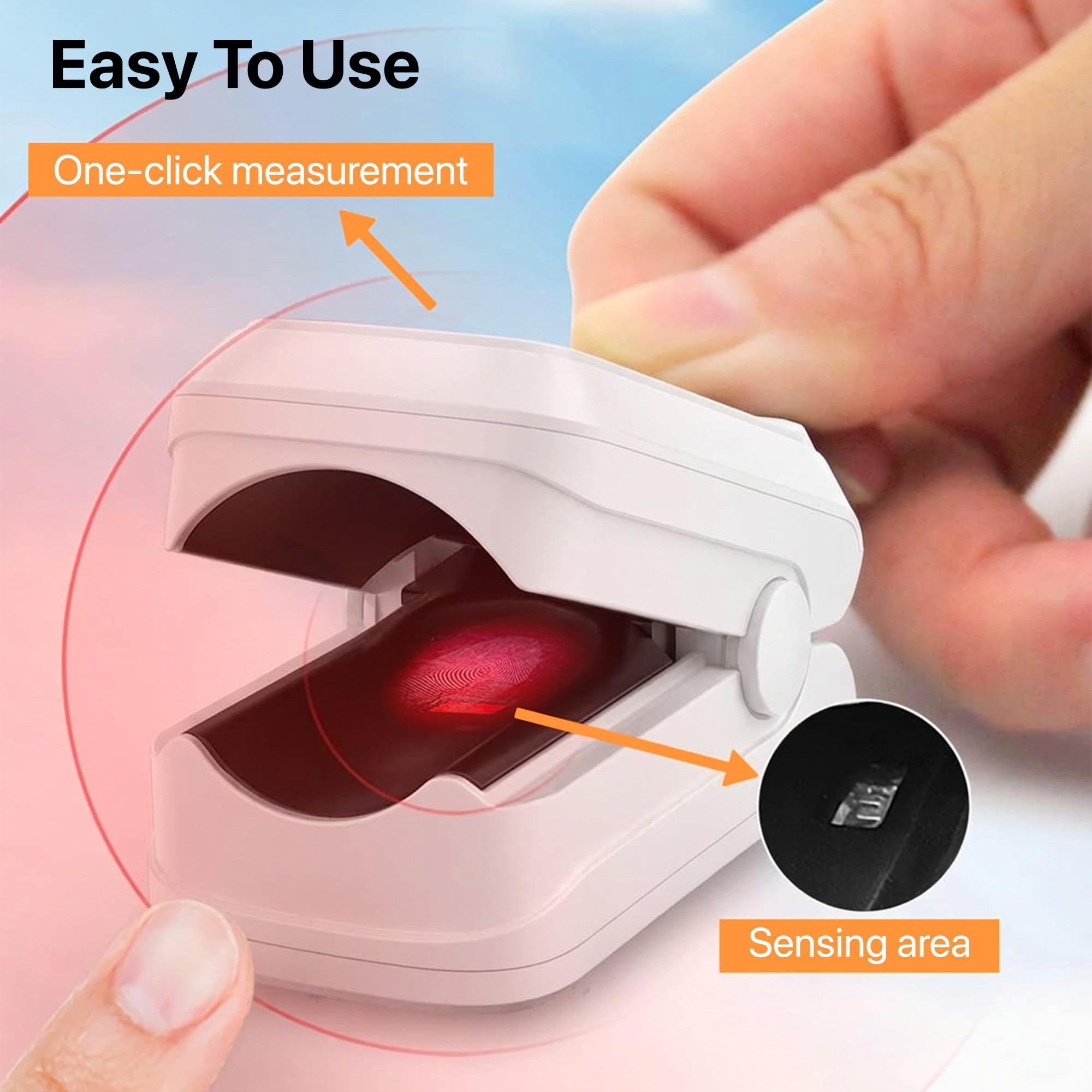 DR VAKU® Pulse Oximeter Fingertip SpO2 Blood Oxygen Saturation Monitor Finger Heart Rate Tracker Four Color TFT Display Battery Included - White 1