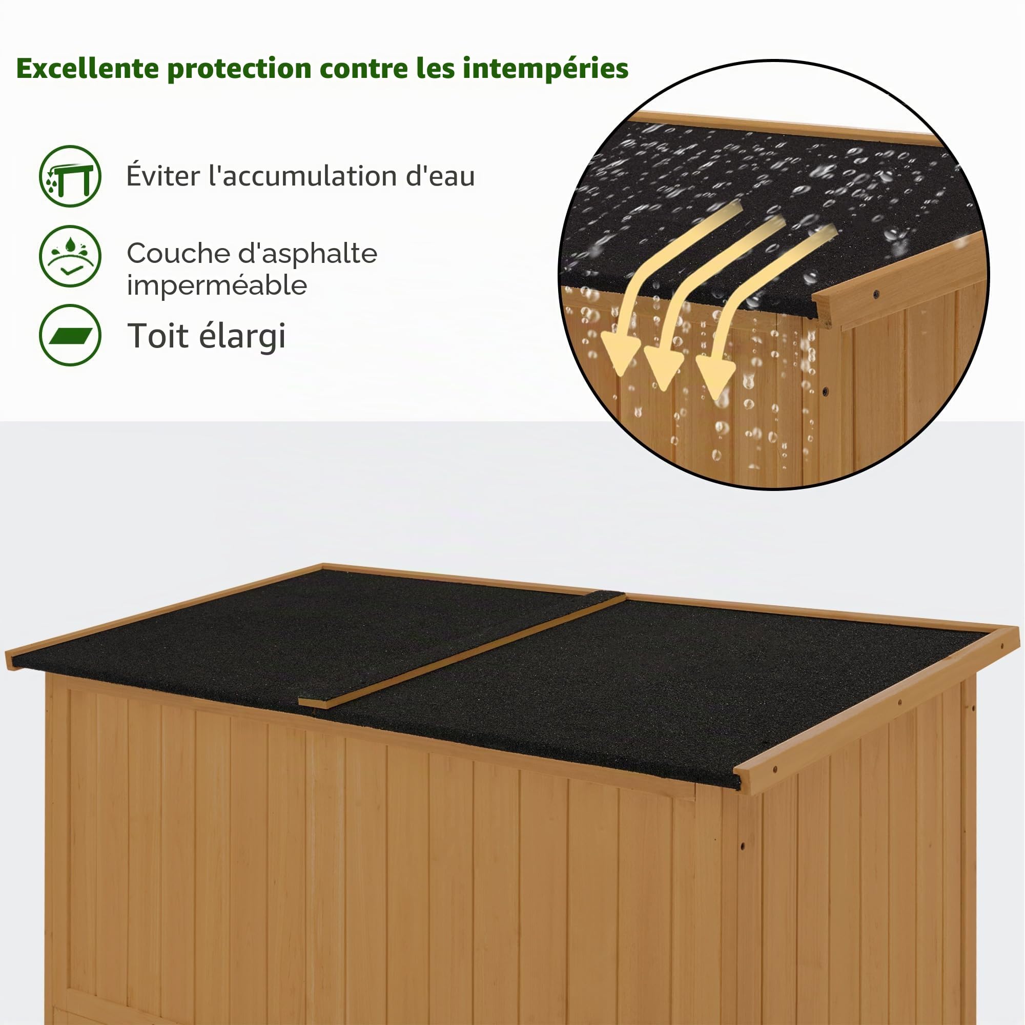 M MCombo Armoire de Jardin en Bois, Petite Maison de Jardin résistante aux intempéries, abri de Jardin Outdoor, pour l'extérieur Balcon Terrasse, 59×127×168 cm, 0901D-1 (Nature)