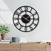 Jassurance 10 Inch Silent Non-Ticking Wall Clock - Modern Rustic Metal Black Arabic Numerals for Bedroom, Living Room, Farmhouse Decor