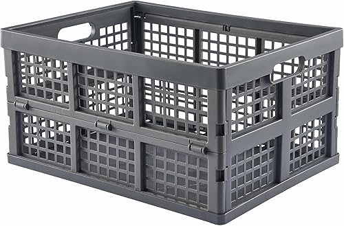 Miniatura 2 de Paquete de 3 cajas de almacenamiento plegables de plástico, 30 L, cajas de plástico plegables para almacenamiento (gris)
