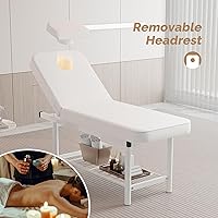 Vista 2 de OmySalon Cama de masaje profesional Esteticista Cama con reposacabezas extraíble (blanco)