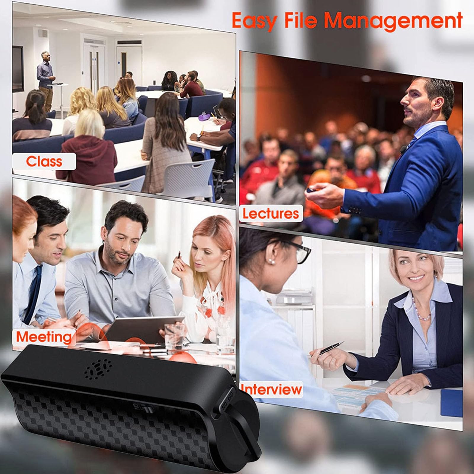Bewinner Grabadora de Voz Magnética, Grabadora de Voz AI, Reducción de Ruido Triple Inteligente AI, Grabación Continua de 334 H, Pequeña Digital Activada por Voz para Reuniones, (128GB)