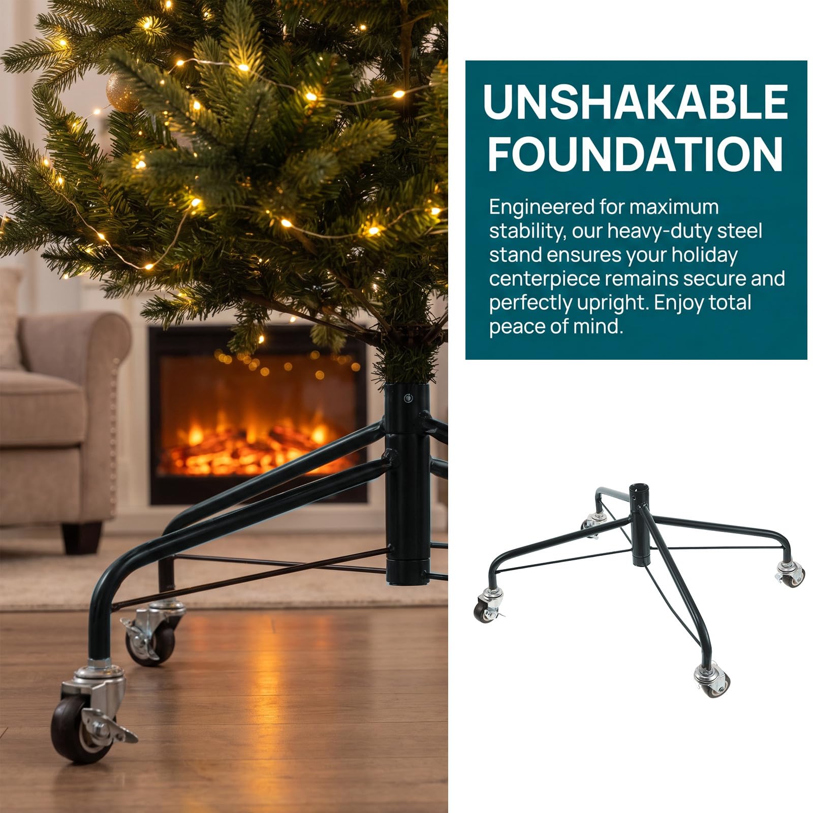 Alasum Soporte con Ruedas para árbol de Navidad, de Metal, 18,6 x 7,8 pulga
