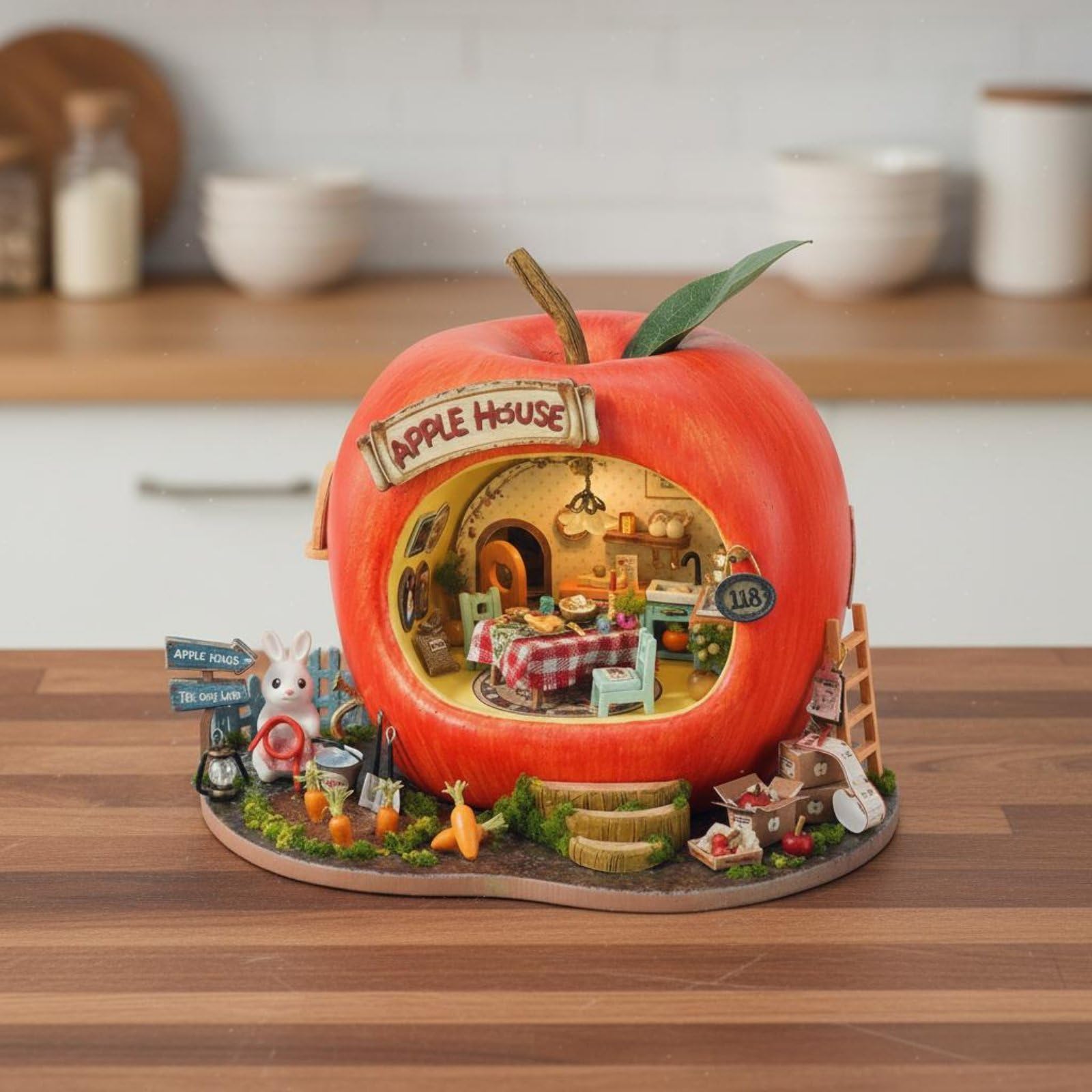 Industrial Scene Modello in Miniatura Fai da in Miniatura Negozio in Miniatura Diorama Frutta per Hobbisti con Luci LED Adatto per Regalo Collezione, Fox Bar