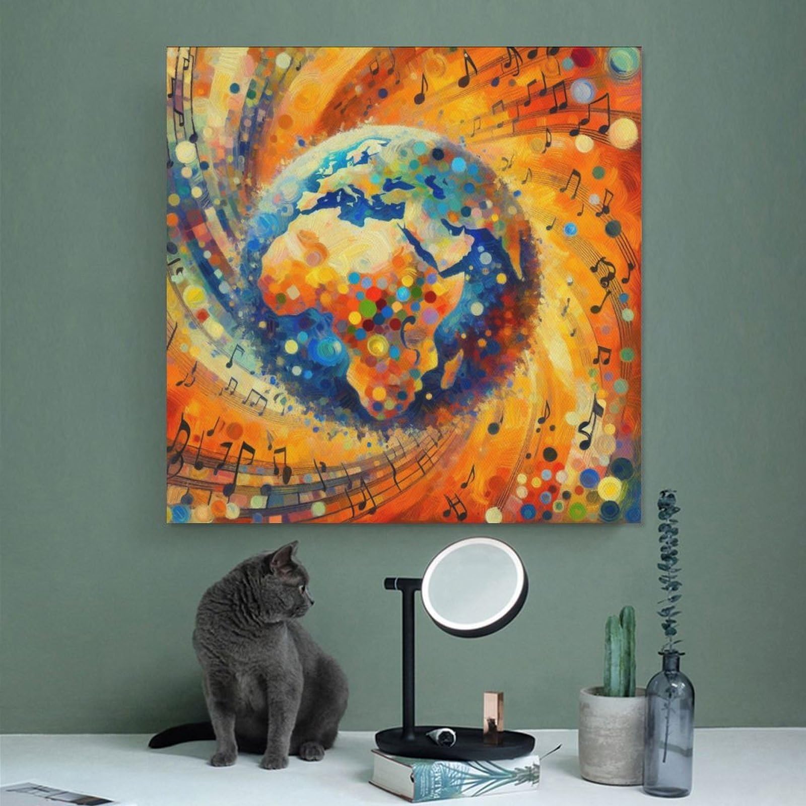 Poster su tela con musica astratta, poster per camera da letto, decorazione per ufficio, camera da letto, regalo, 71,1 cm L x 71,1 cm W