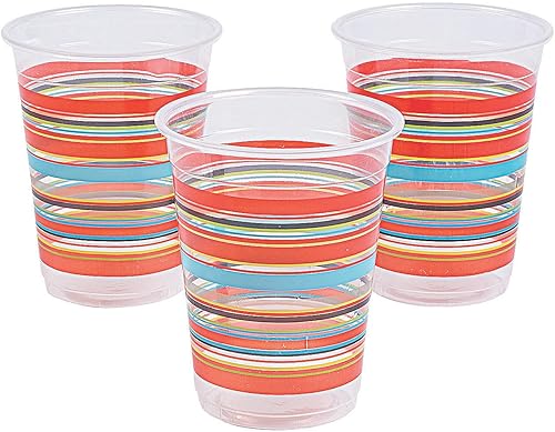 Fun Express Viva Fiesta Vasos de plástico desechables – Juego a granel de 50, cada uno contiene suministros de fiesta del Cinco de Mayo – VBS